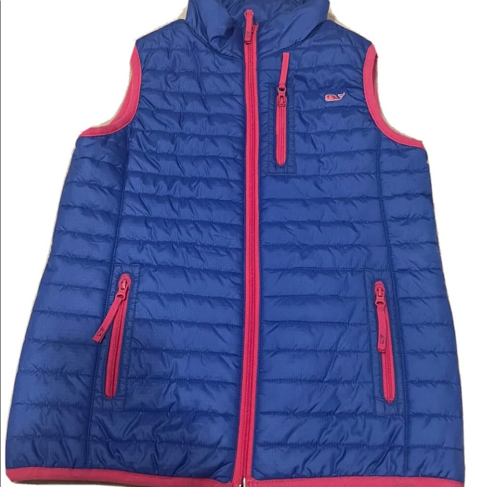 Vineyard Vines Medium Royal Blue pink puffer vest full zip